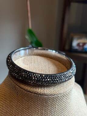 Park Lane Headliner Jet Hematite Pave Crystal Bangle Bracelet